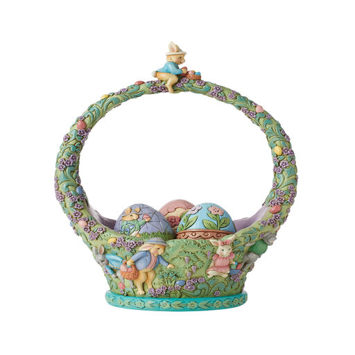 Jim Shore Egg Hunt Easter Basket Figurine, 9.25", 