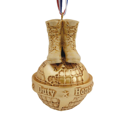 Military Boots on Globe Hallmark Ornament, 
