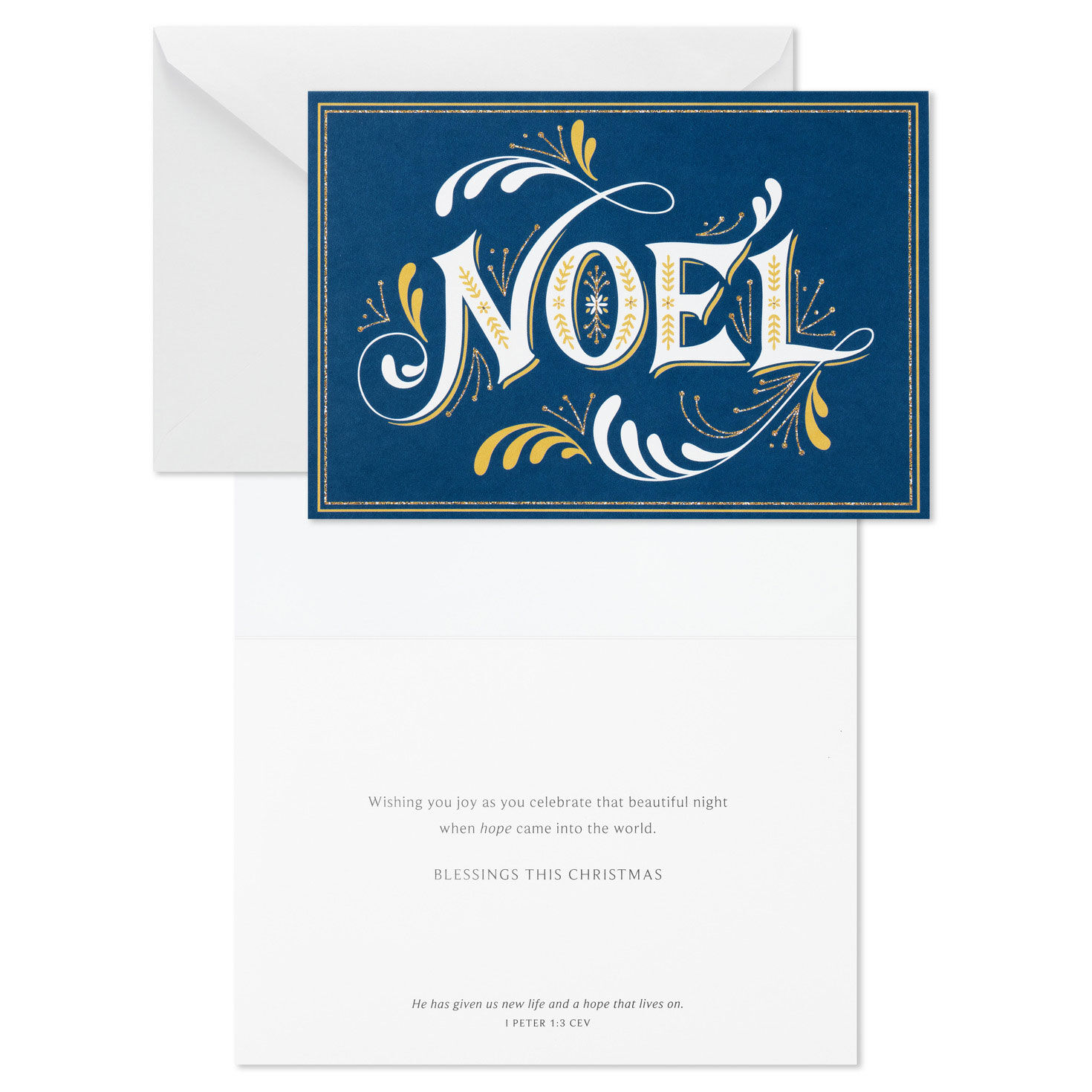 Noel on Blue DaySpring Religious Christmas Cards Card Front with Sentiment image number 3