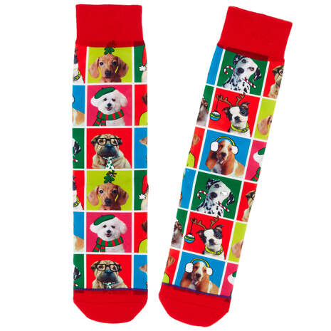 Happy Pawlidays Toe of a Kind Novelty Christmas Crew Socks, , large