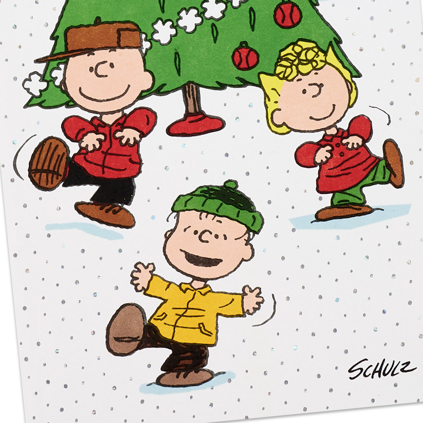 Charlie Brown, Lucy and Snoopy with Tree Gift Card Holder Card Front Detail image number 6