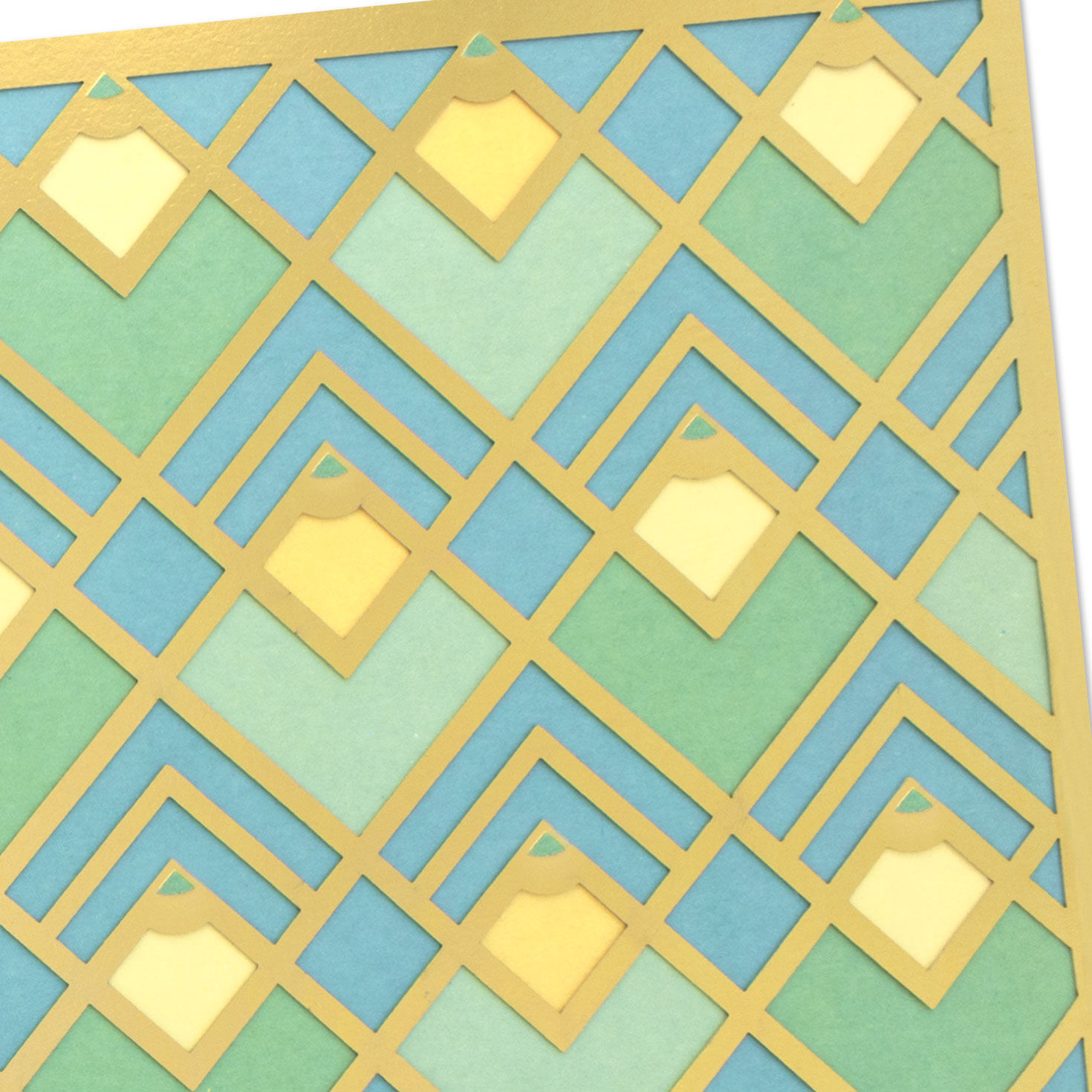 Art Deco Gold, Green and Blue Blank Thinking of You Card Card Front Detail image number 3