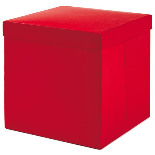 7.1" Square Red Gift Box With Shredded Paper Filler, 