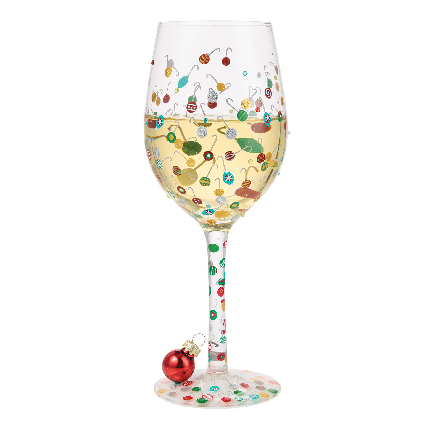 Colored Ball Ornaments Painted Christmas Wine Glass in use image number 2
