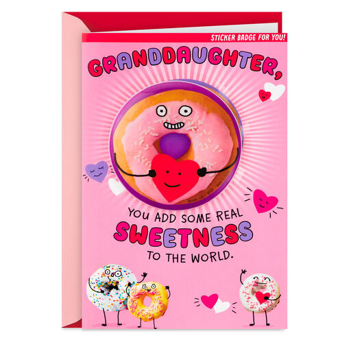 Granddaughter, You Add Sweetness Valentine's Day Card With Puffy Sticker, 