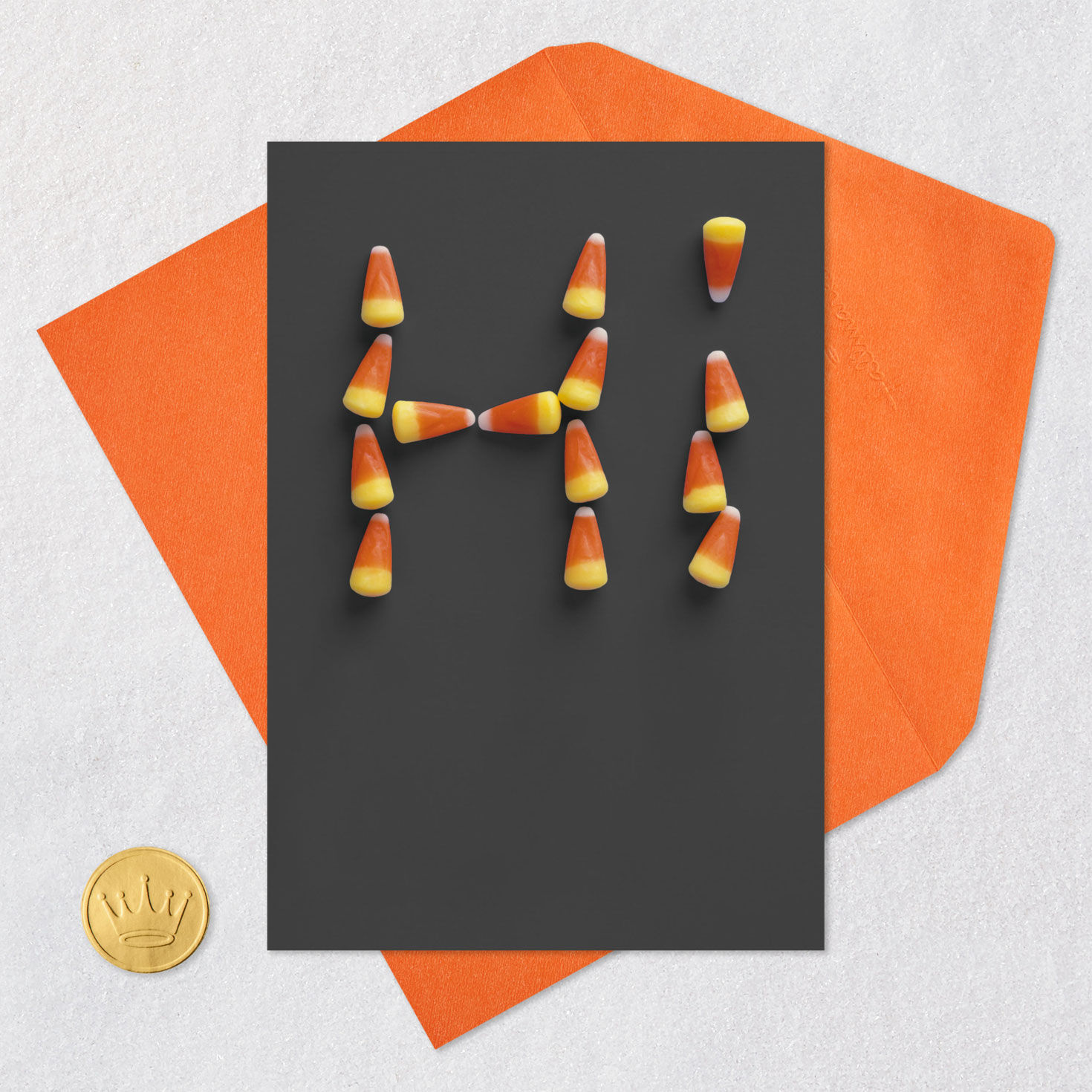 Corny Hi Funny Halloween Card Card Front with Envelope and Gold Seal image number 5