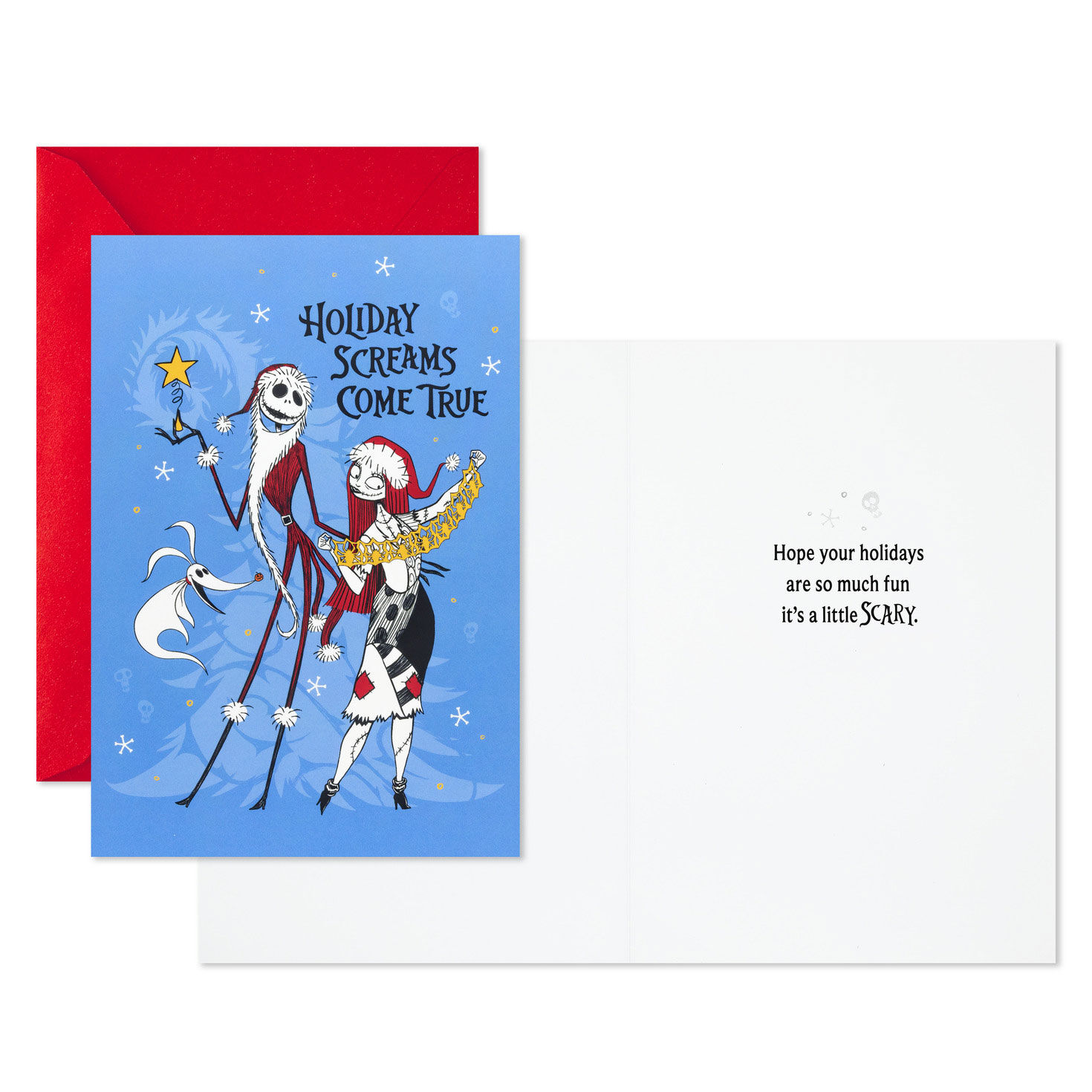 Jack Skellington and Sally Boxed Christmas Cards Card Front with Sentiment image number 3