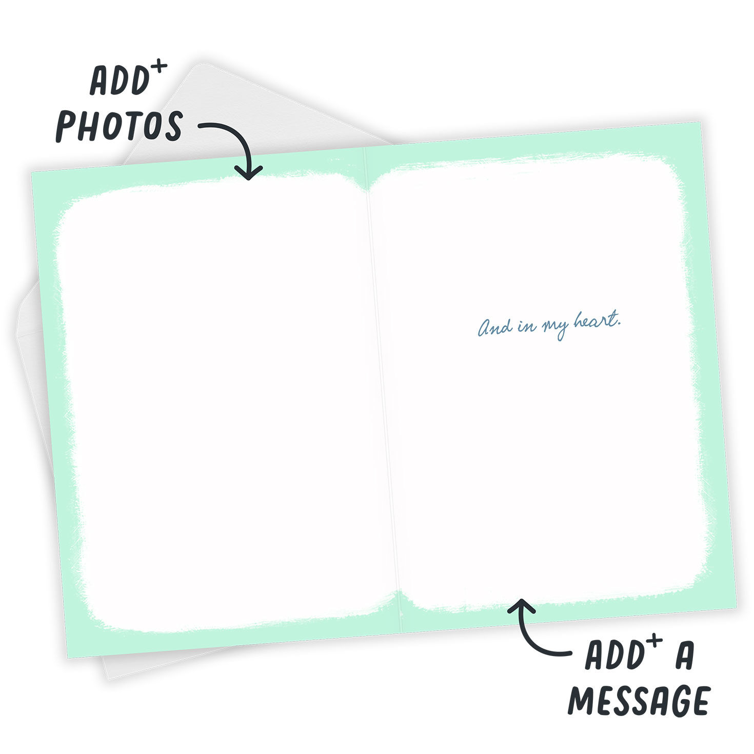 Green Blue Sun Rays Religious Sympathy Card Open Card with Envelope indicating personalization image number 3