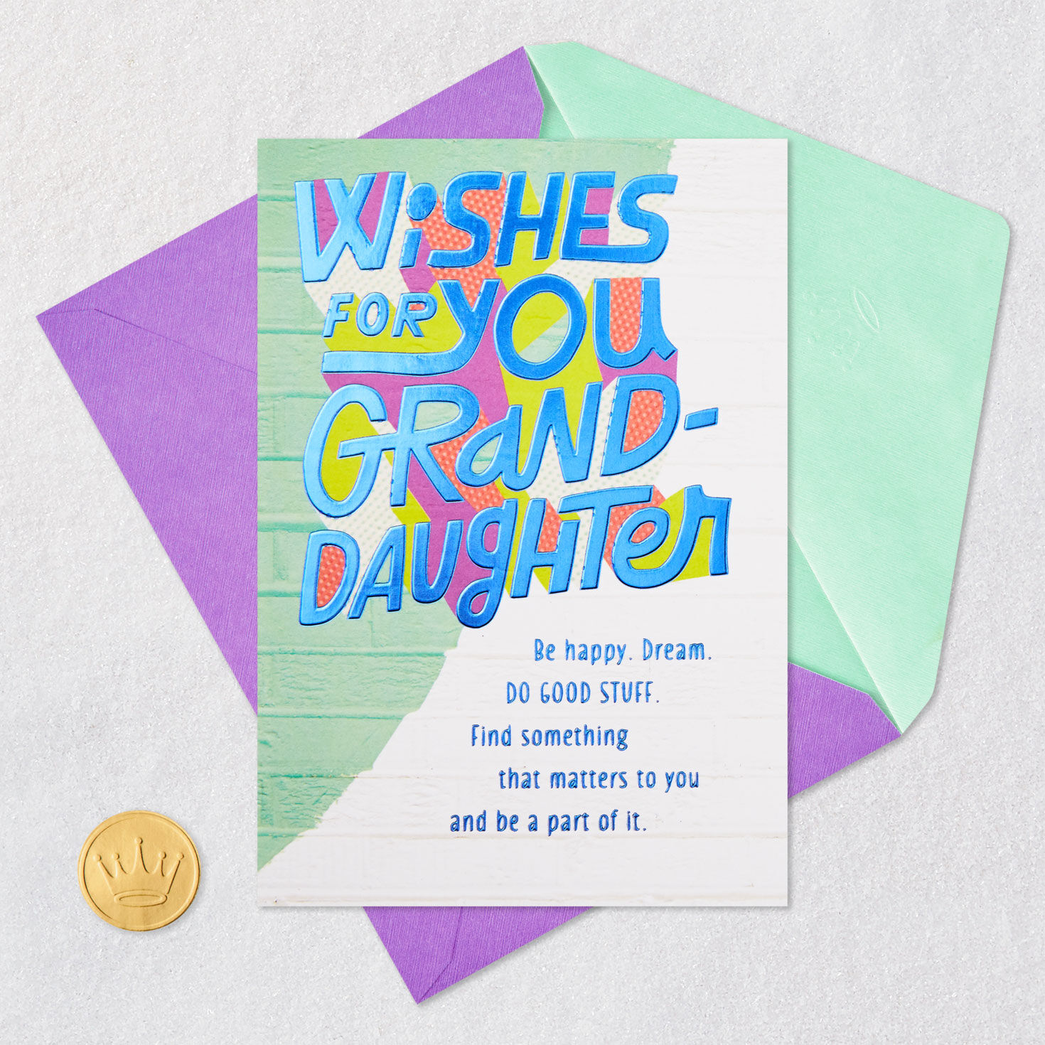 Collage Lettering Birthday Card for Granddaughter Card Front with Envelope and Gold Seal image number 6