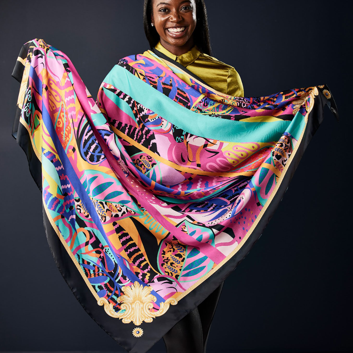 Sylvia Mollie Bold and Bright Abstract Scarf, Bold & Bright Abstract, large image number 2