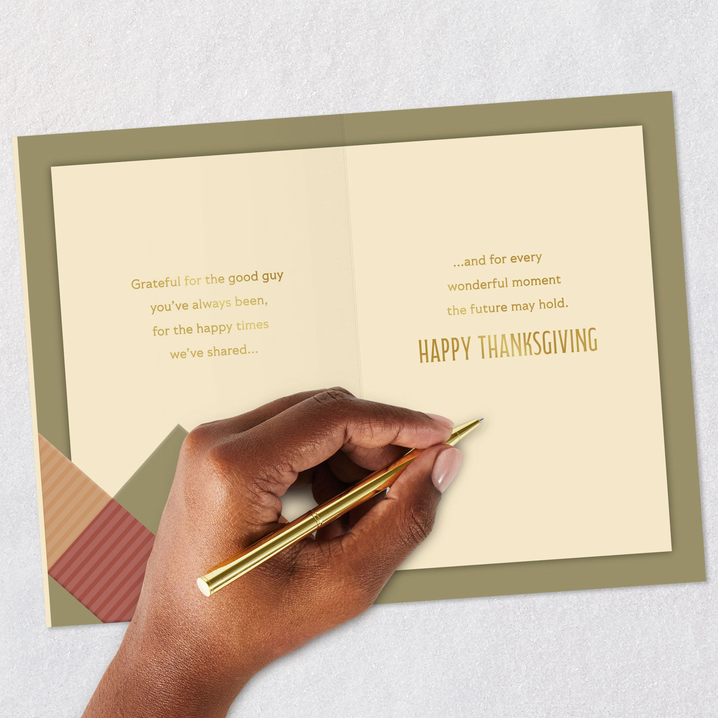 Diagonal Squares Thanksgiving Card for Grandson Signing card image number 7