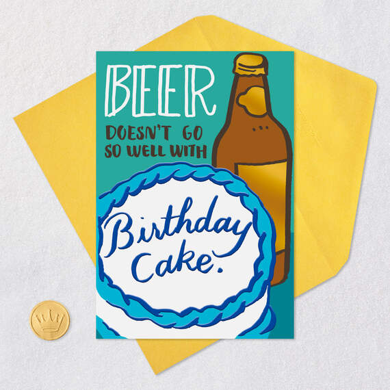 Beer and Cake Funny Birthday Card, , large image number 5