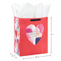 13" Abstract Heart on Red Large Valentine's Day Gift Bag With Tissue Paper, , large image number 3