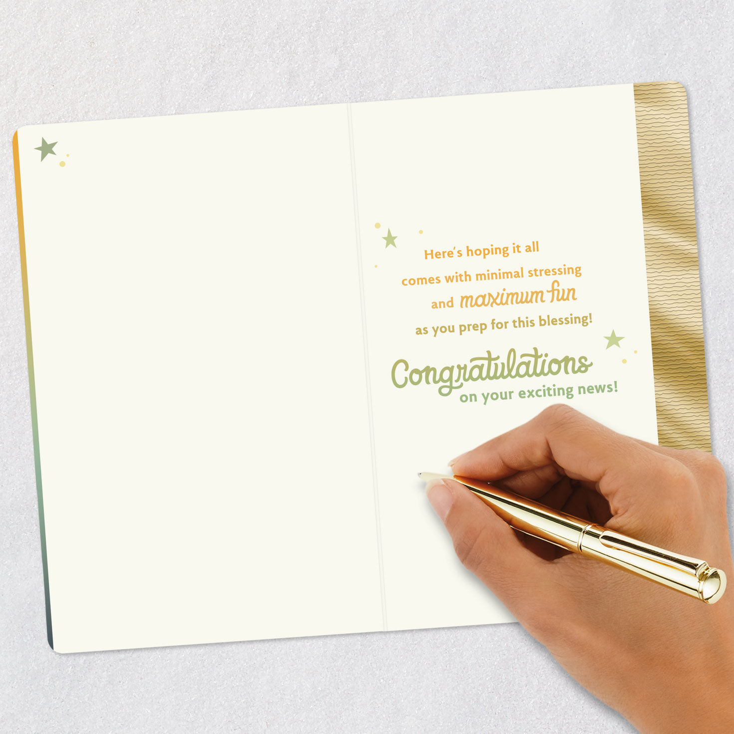 Gold Stars New Baby Pregnancy Congratulations Card Signing card image number 6