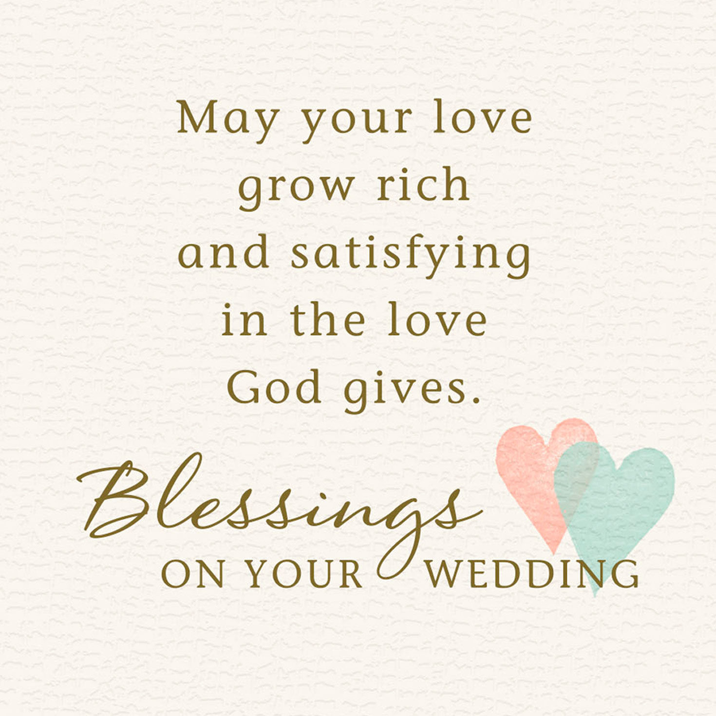 Pink, Blue and Gold Hearts Religious Wedding Card Sentiment image number 2