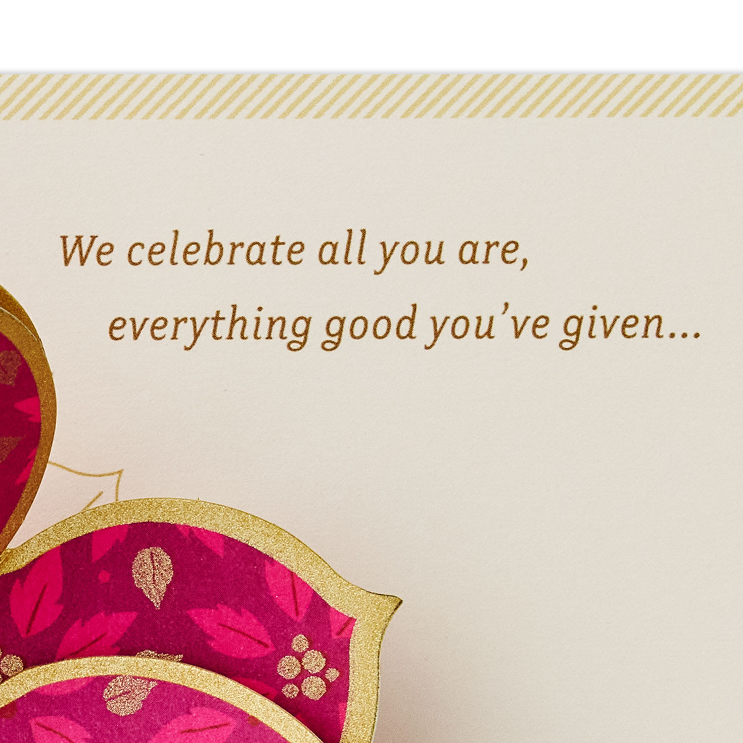 Green and Gold With Pink Pop-Up Poinsettia Christmas Card Sentiment image number 3