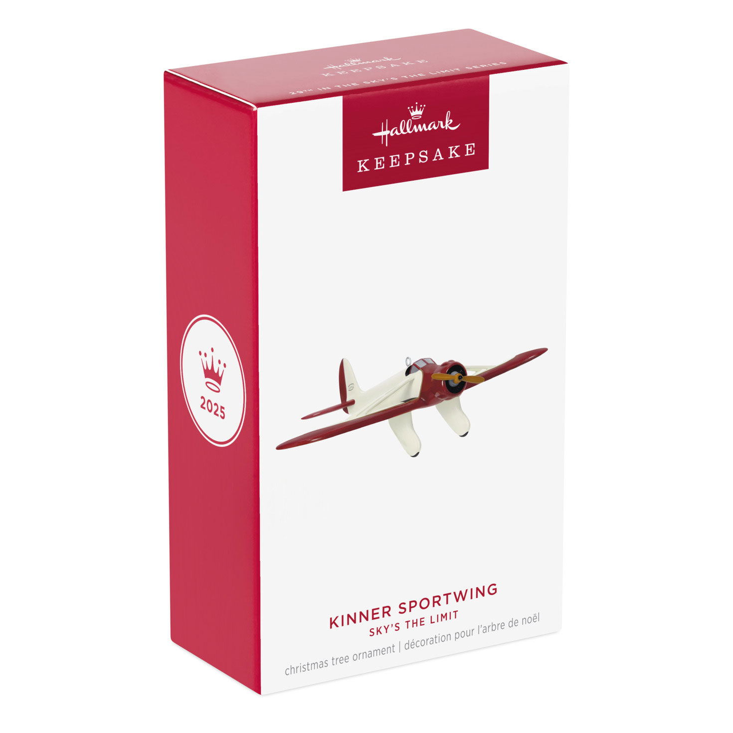 Red and White Airplane Keepsake Ornament Packaging Front image number 7