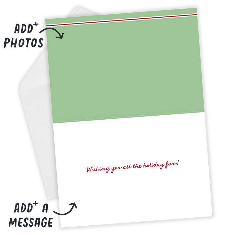 Mint Green Pink Red Lettering Photo Christmas Card Open Card with Envelope indicating personalization image number 4