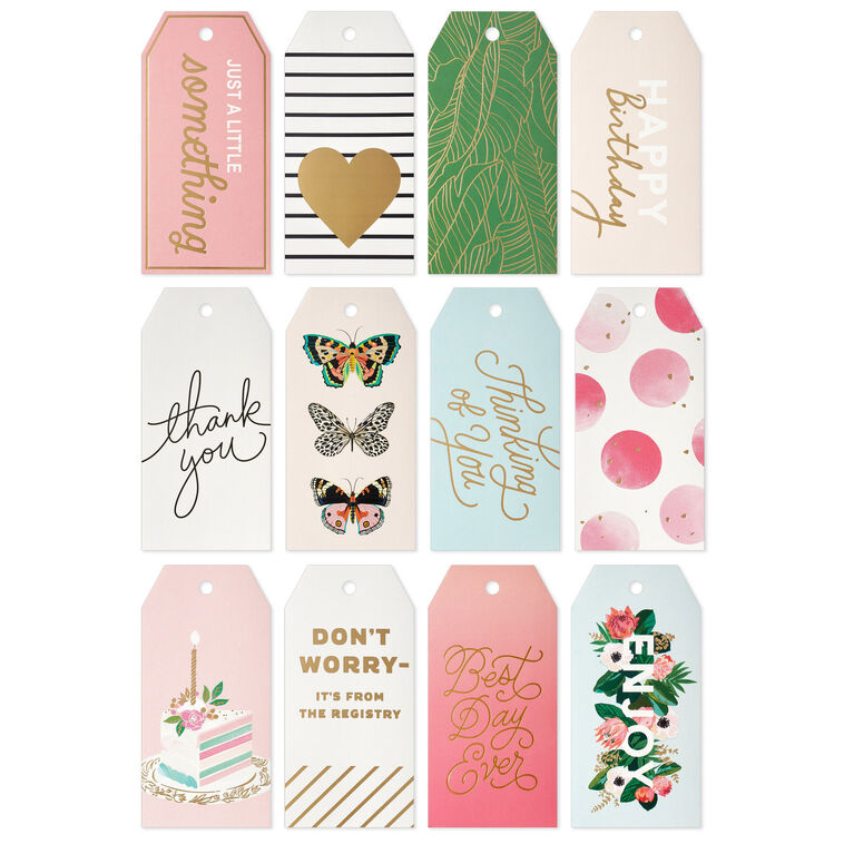 Pink and Green Feminine Gift Tags Assortment fronts image number 1