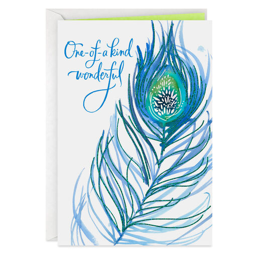 UNICEF One-of-a-Kind Wonderful Peacock Feather Birthday Card, 