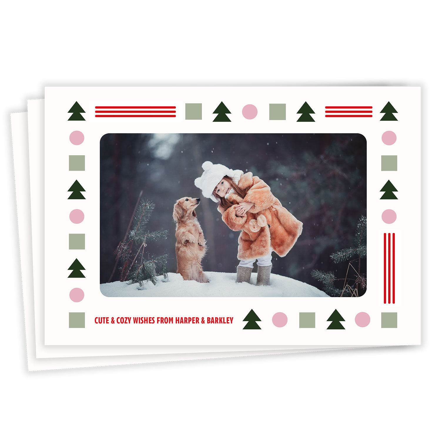 Festive Shapes Flat Christmas Photo Card