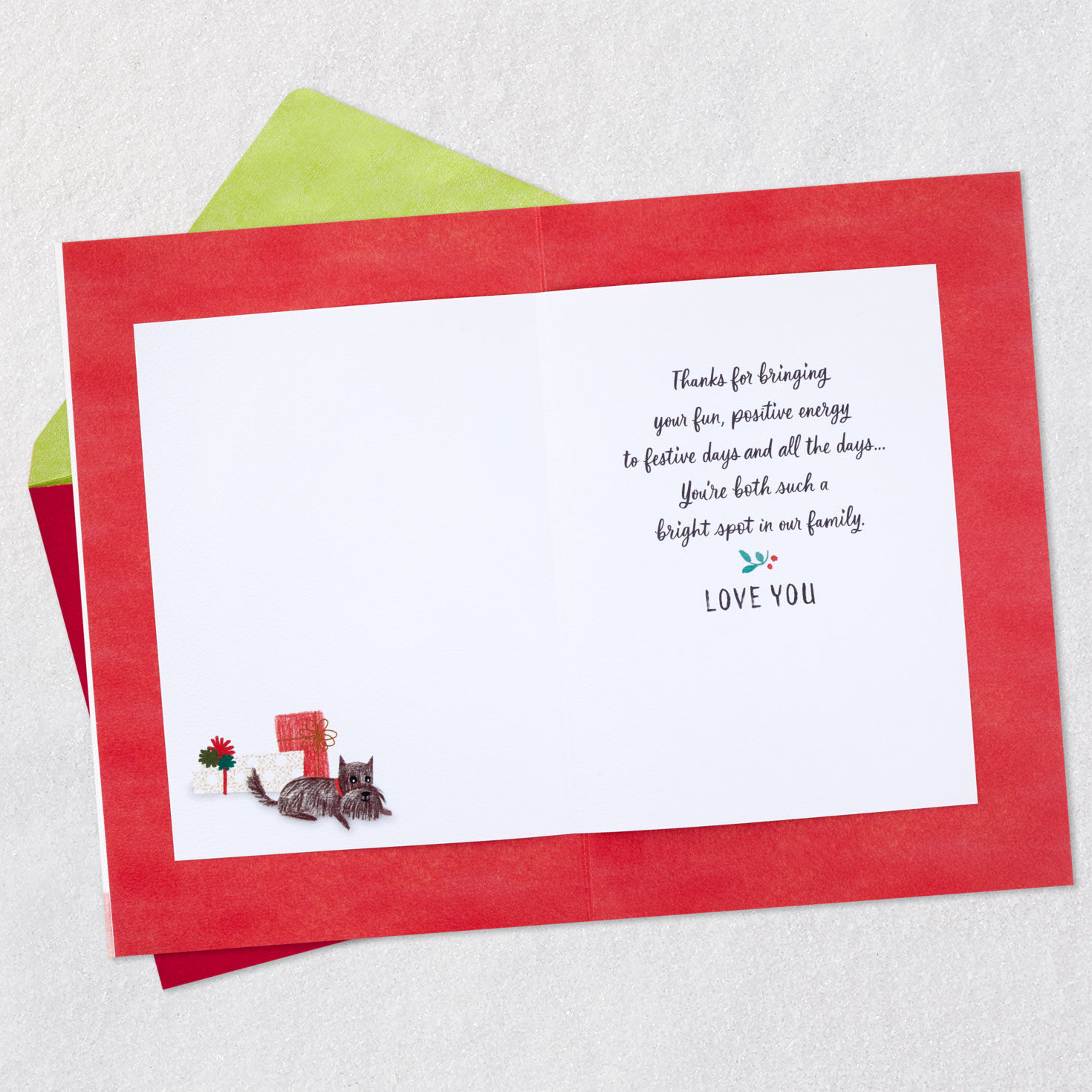 Holiday Mantel Christmas Card for Son and Romantic Partner Open card with envelope image number 3