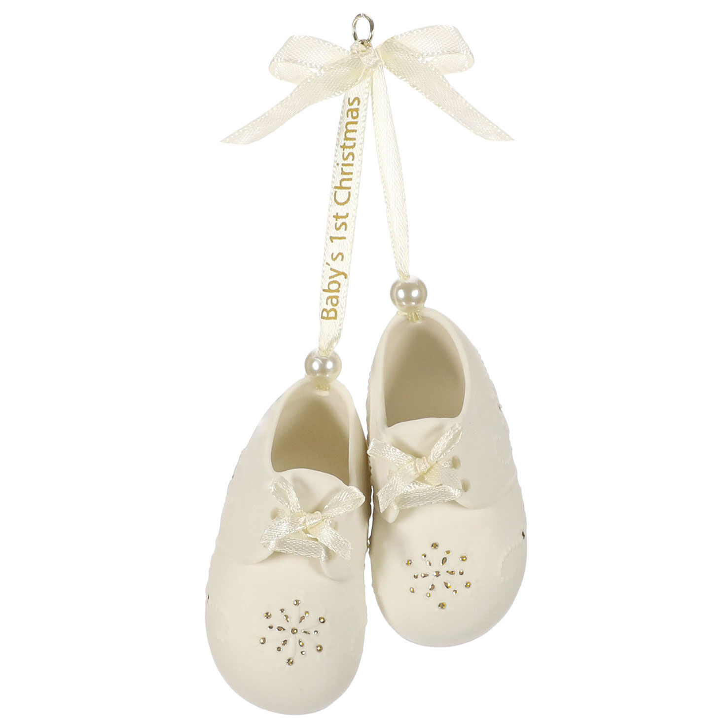 Baby&rsquo;s First Christmas Booties Porcelain Personalized Ornament, Custom Text Front image number 7