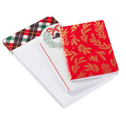 Plaid, Wreath and Floral Christmas Memo Pads, Set of 3, 