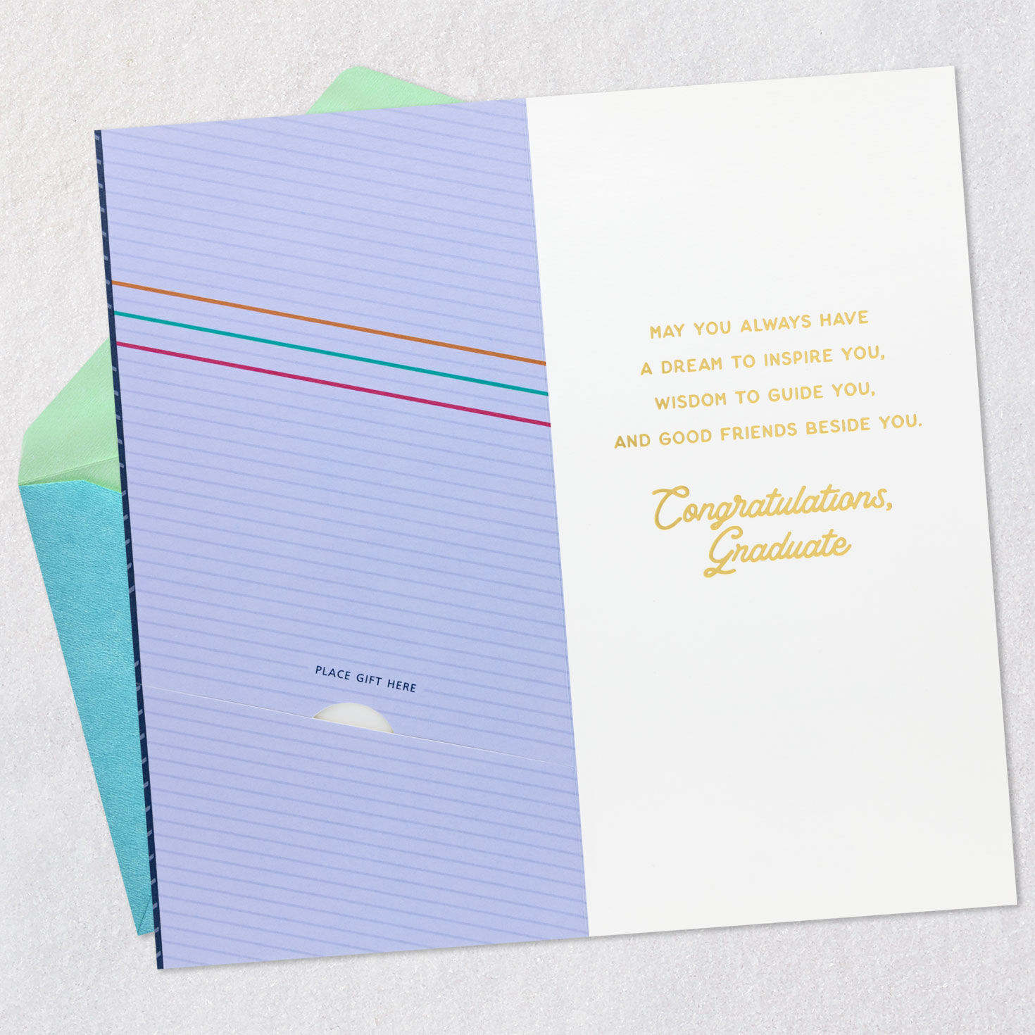 Colorful Diamond Patterns Money Holder Graduation Card Open card with envelope image number 4