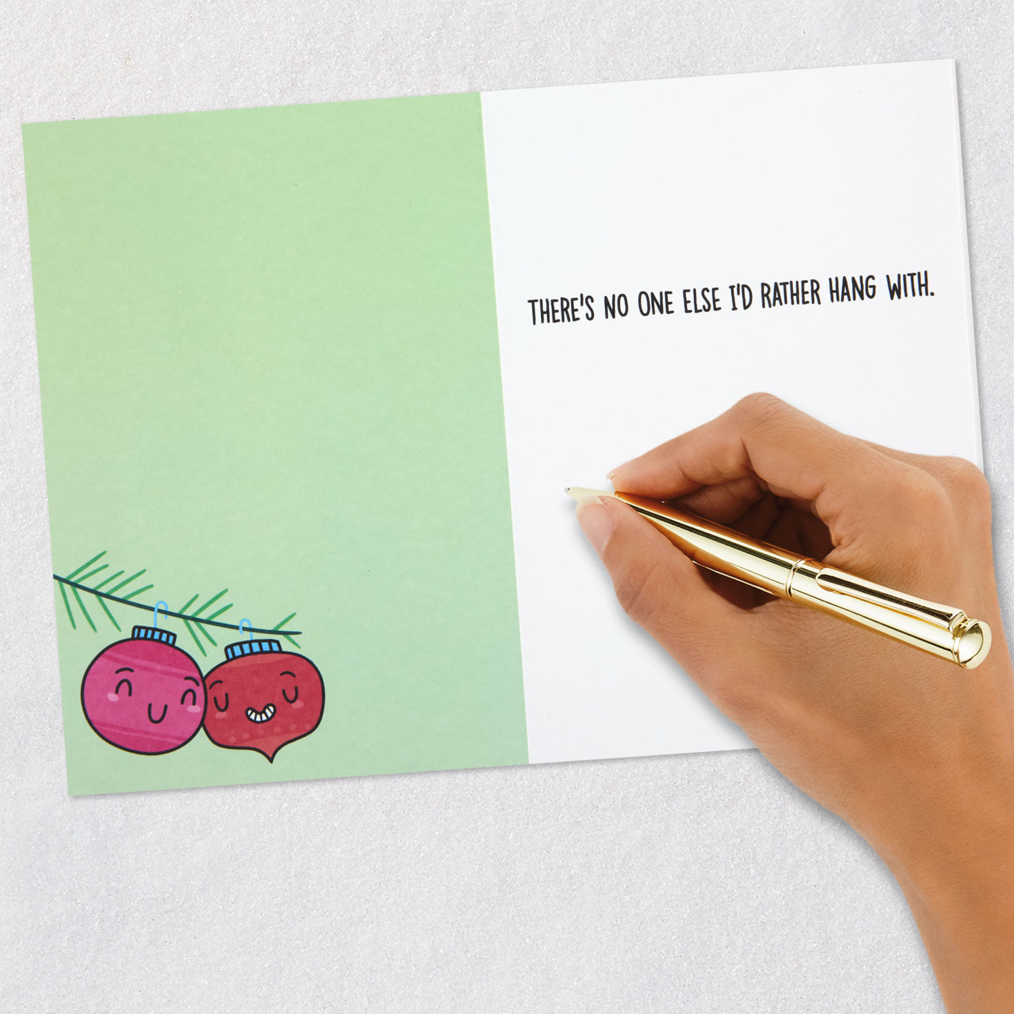 Cartoon Ornaments on Tree Love Christmas Card Signing card image number 7