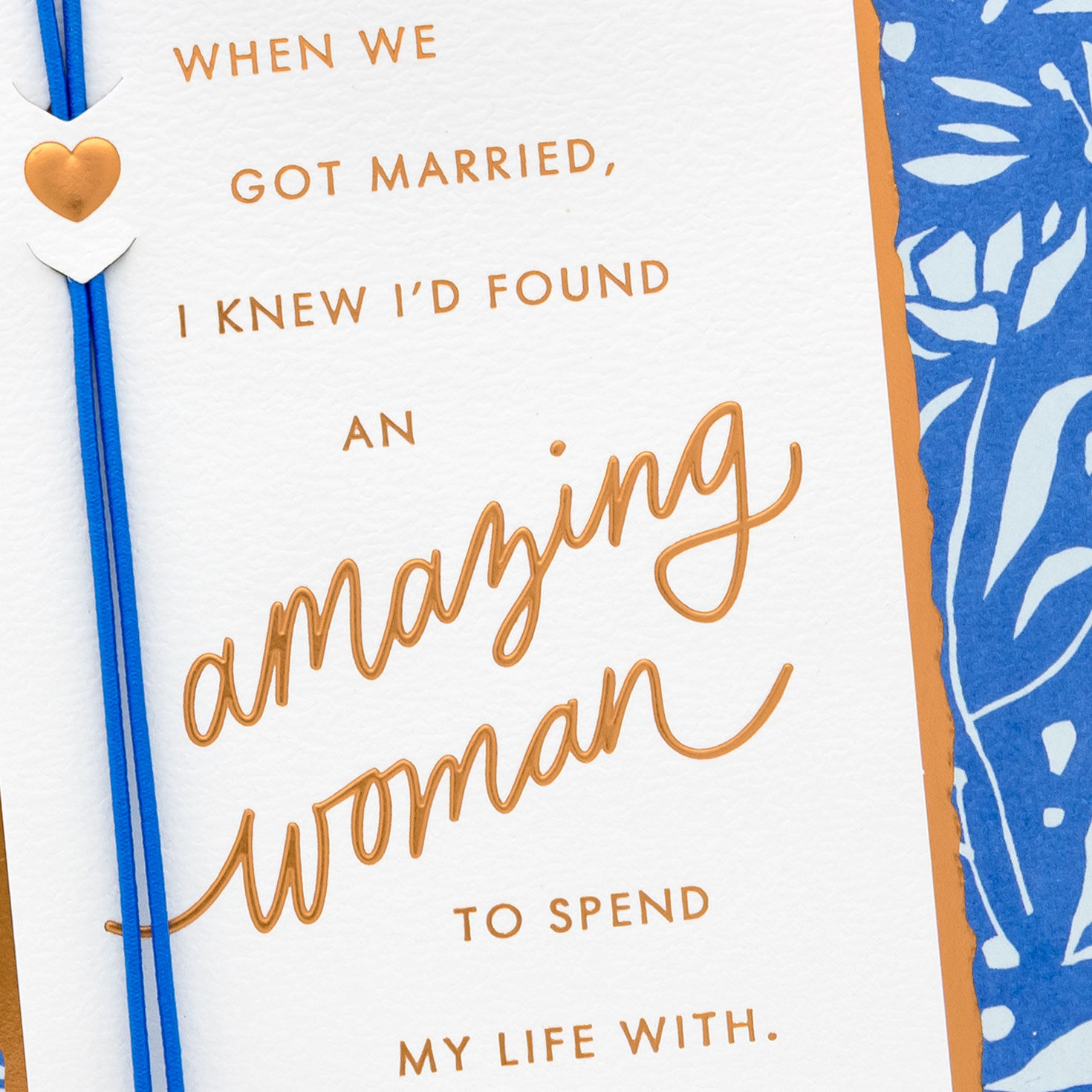 Modern Blooms in Blue Wife Anniversary Card Card Front Detail image number 5