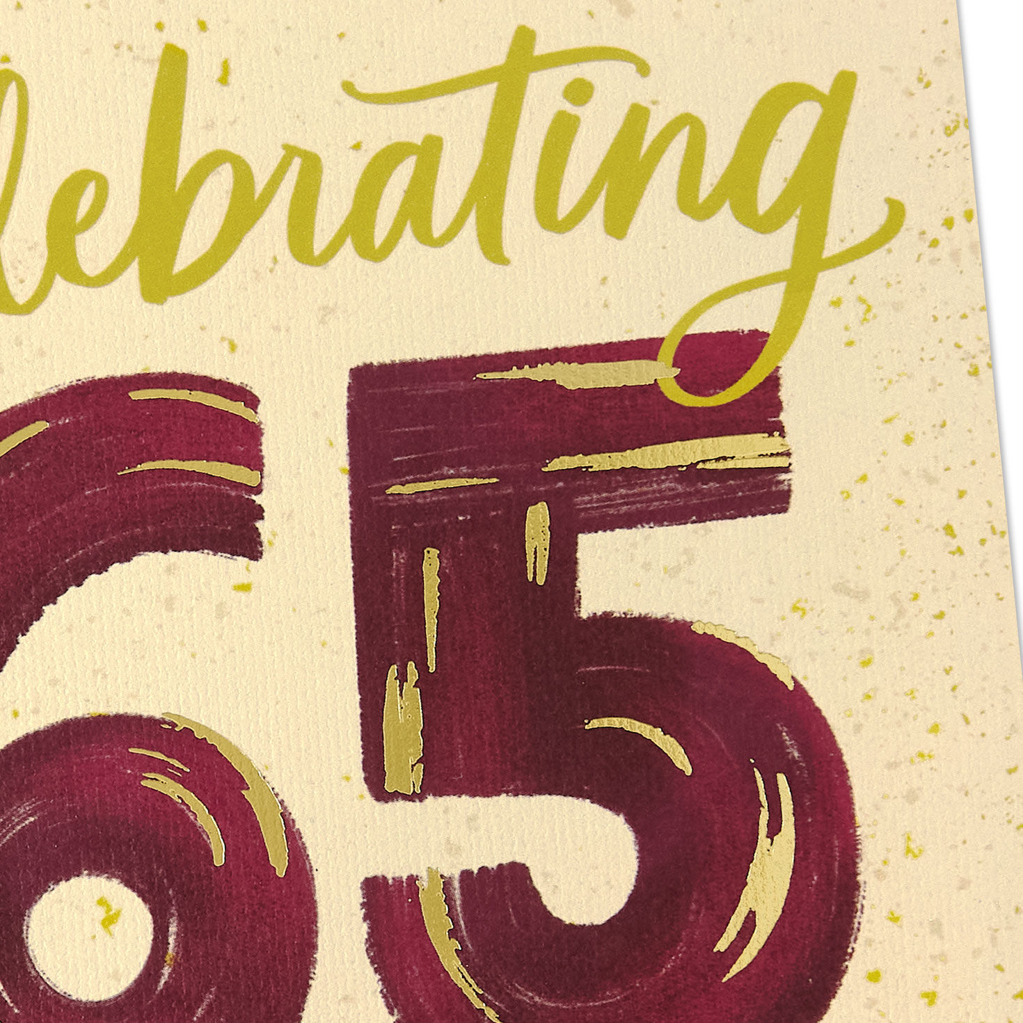 Burgundy and Gold Lettering 65th Anniversary Card Card Front Detail image number 5