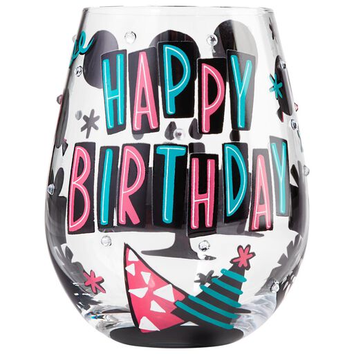 Lolita® Happy Birthday Handpainted Stemless Wine Glass, 20 oz., 