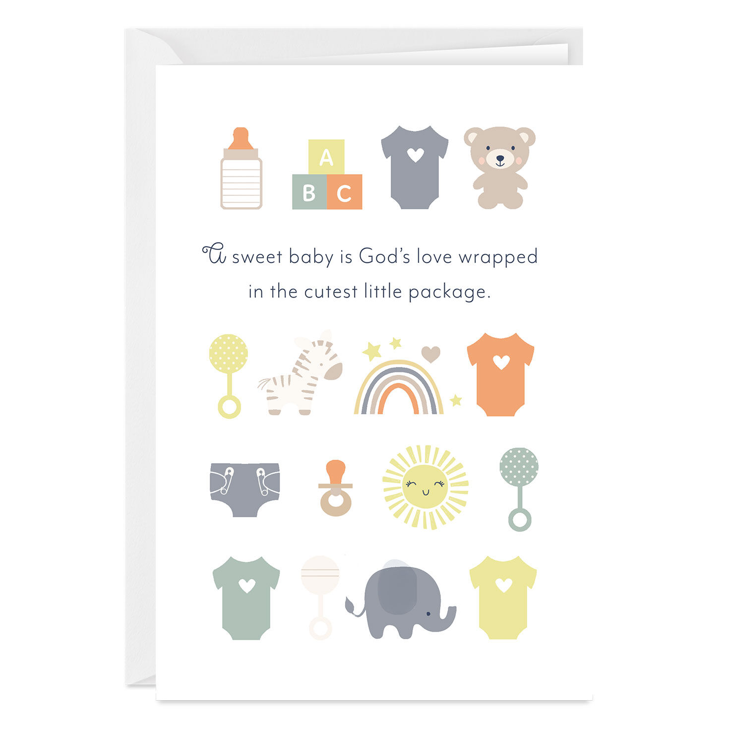 God's Love Wrapped in Cute Package Religious Custom New Baby Card