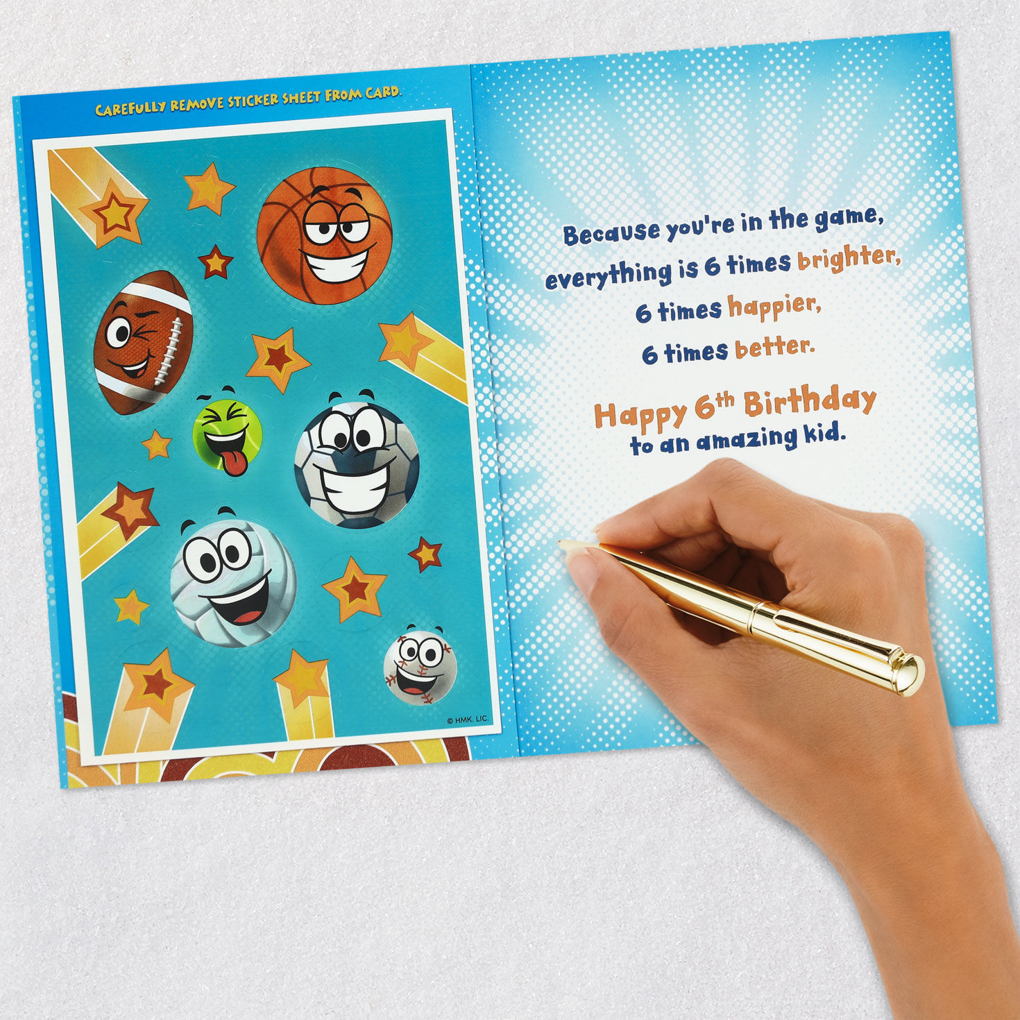 Baseball, Football, Basketball and Soccer Ball 6th Birthday Card Signing card image number 7