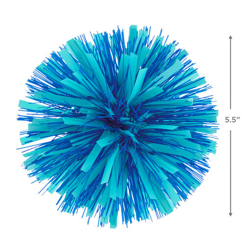 Royal Blue and Aqua Pom-Pom Gift Bow, 5.5", 