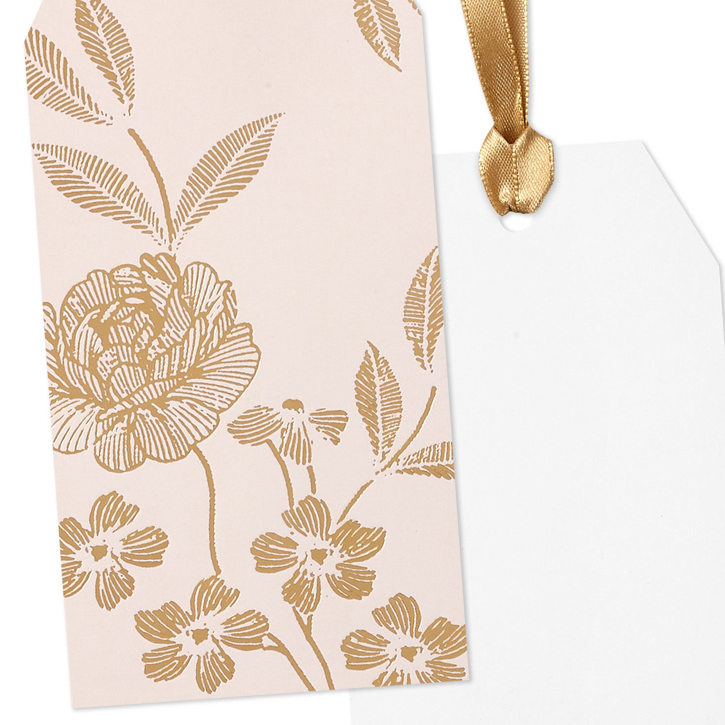 Retro Floral Gold and Pink Gift Tag detail image number 4