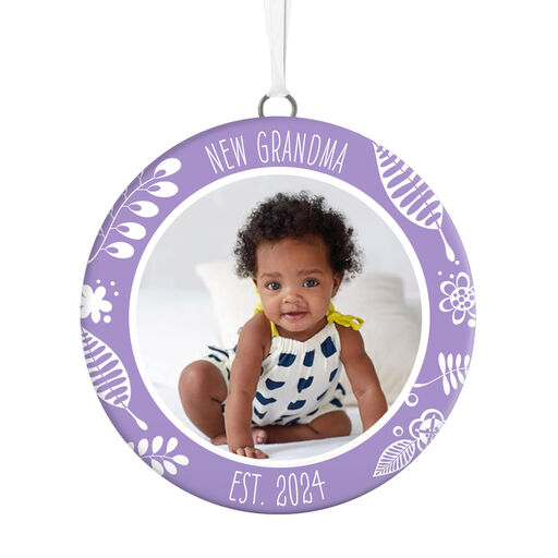 New Grandma Personalized Text and Photo Ceramic Ornament, 