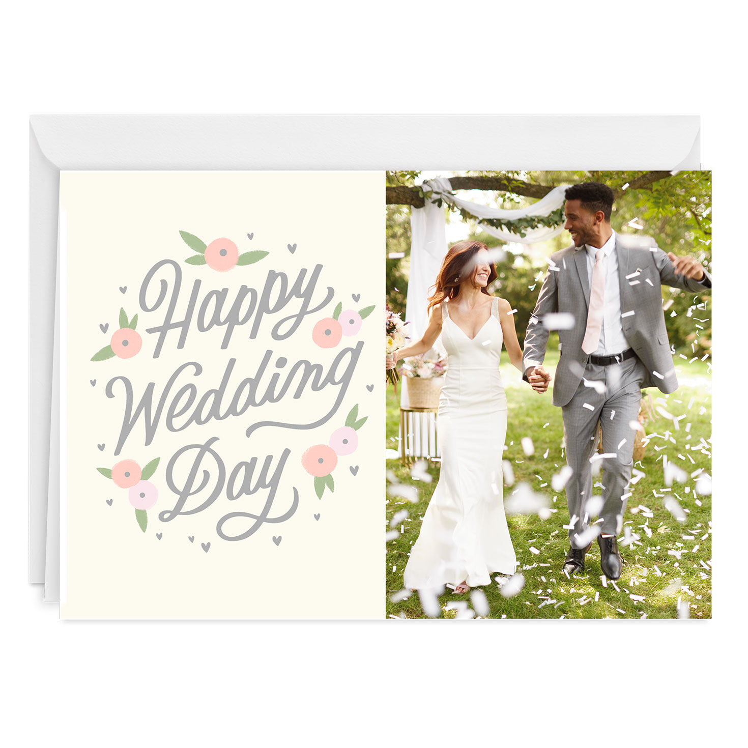 Floral Happy Day Custom Wedding Card
