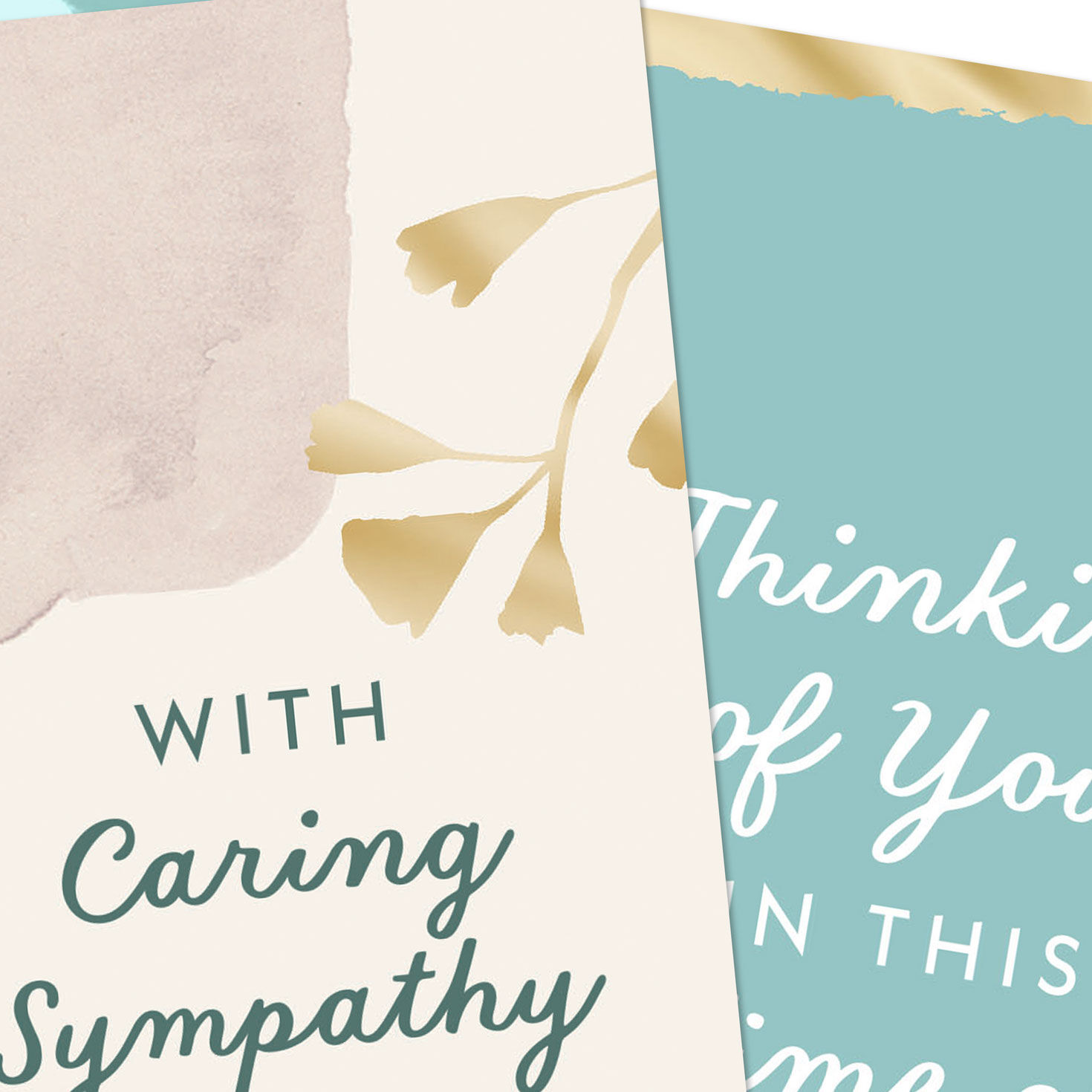 Green Leaf and Pastel Shapes Sympathy Cards Pack Card Cover Detail image number 4