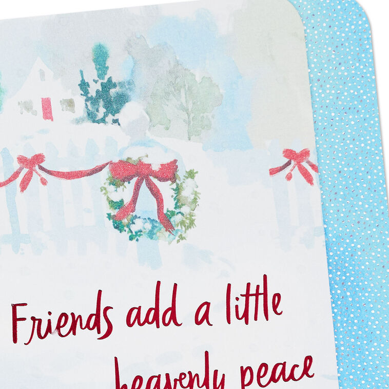 Watercolor Snowy Landscape with Bunnies Christmas Card Card Front Detail image number 6