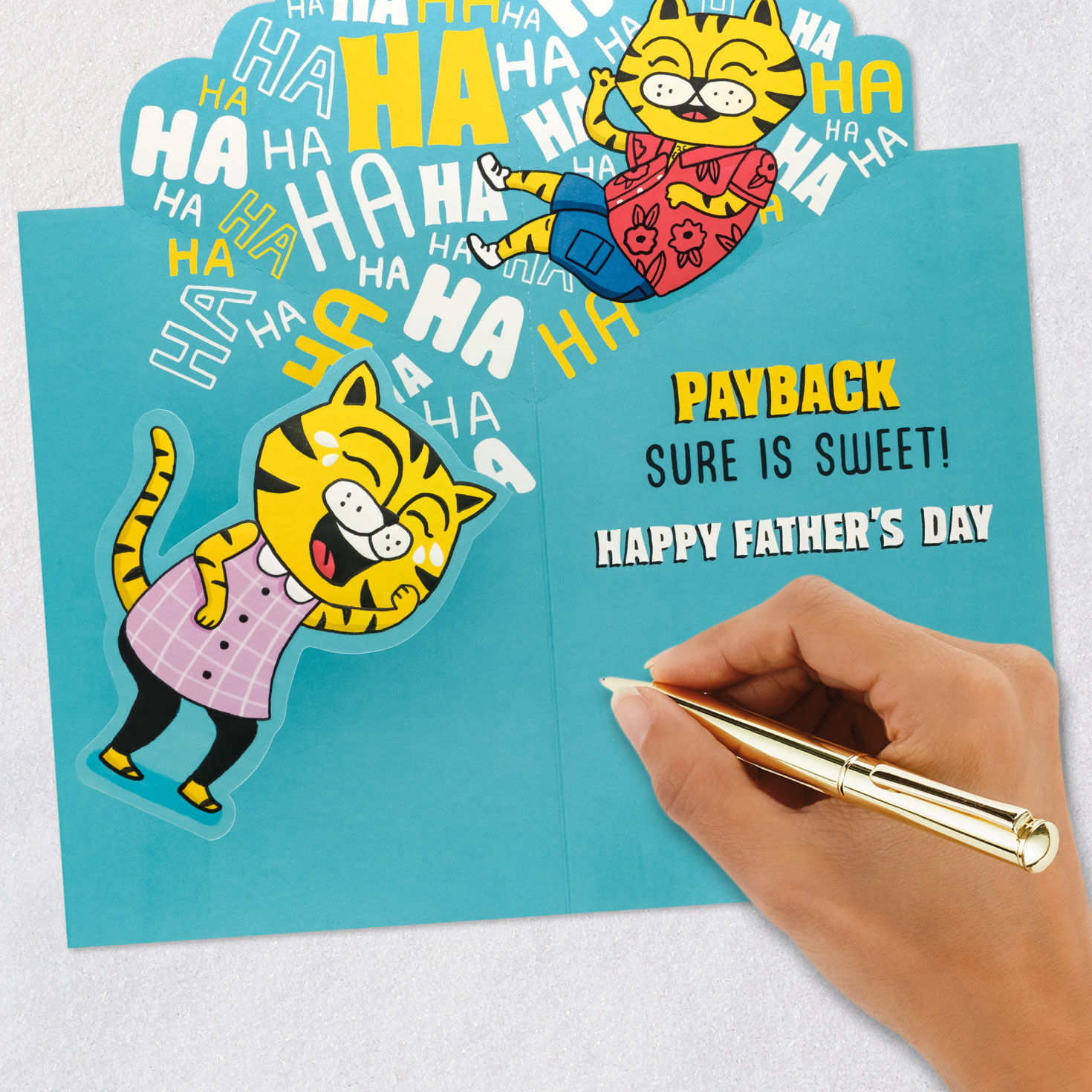Laughing Cats Funny Father's Day Card signing card image number 6