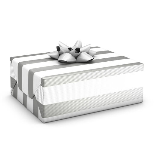 White and Pearl Stripe Wrapping Paper, 15 sq. ft., 