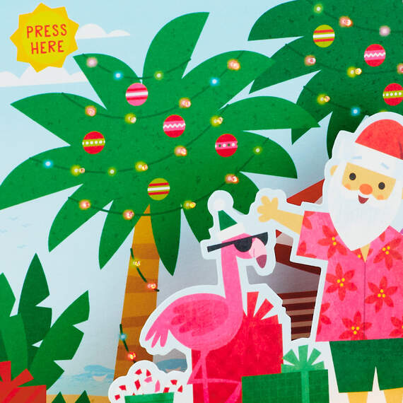 Tropical Santa Musical 3D Pop-Up Christmas Card With Light, , large image number 5