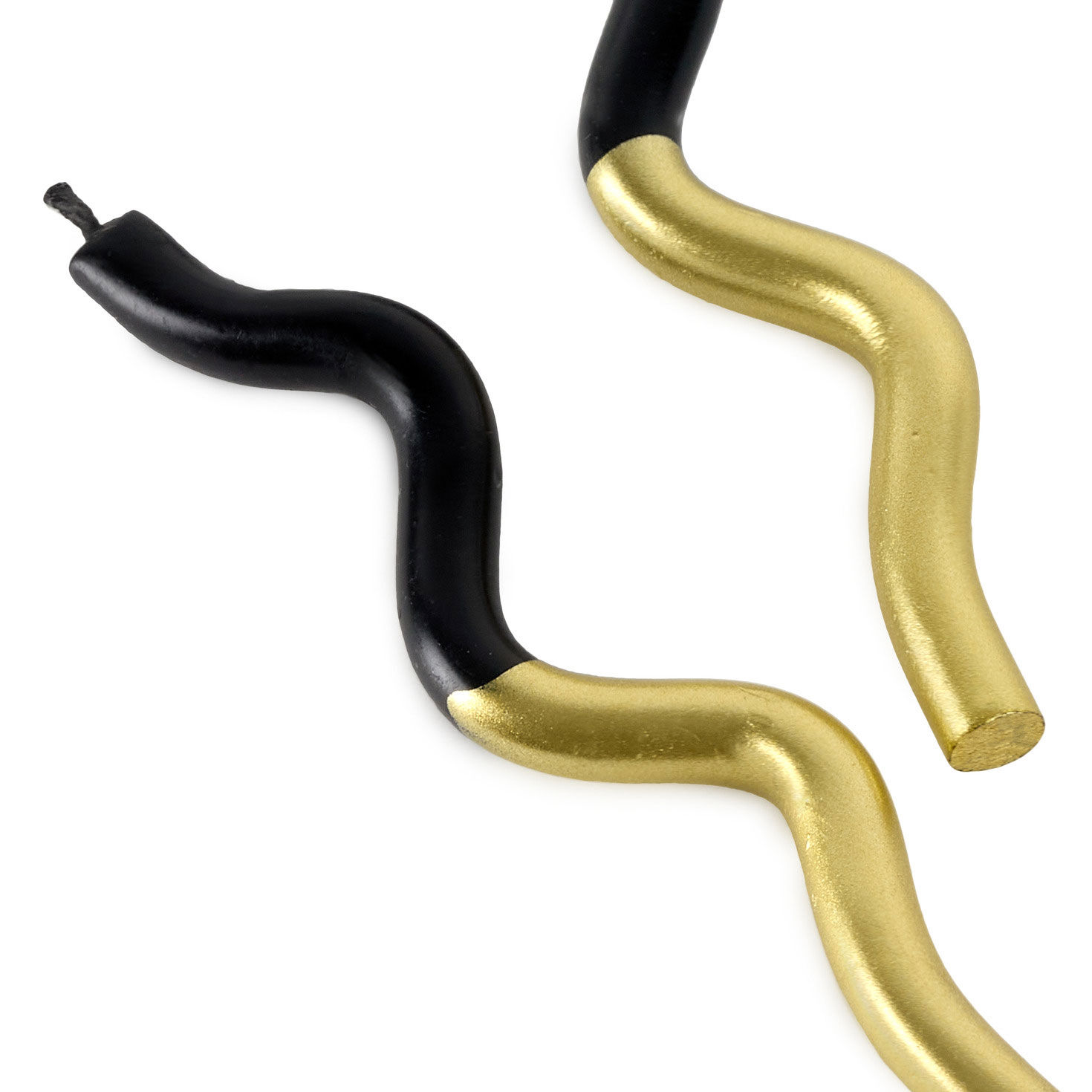 Black and Gold Glitter Curvy Birthday Candles closeup detail image number 5