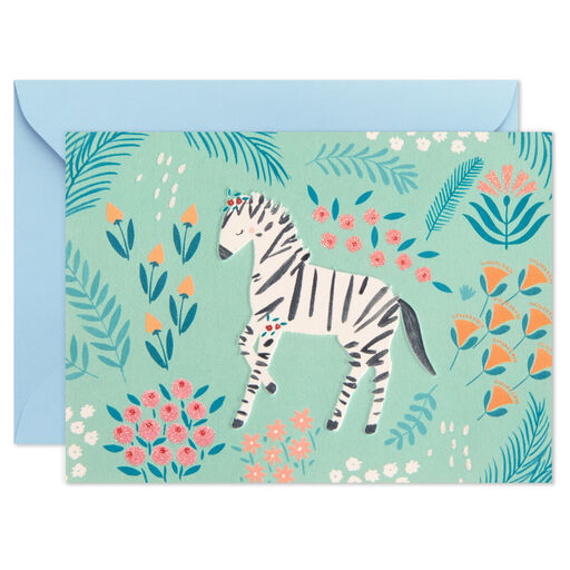 Zebra and Flowers Blank Note Cards, Pack of 10, 