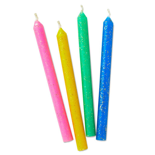 Assorted Color With Glitter Birthday Candles, Set of 16, Multicolor