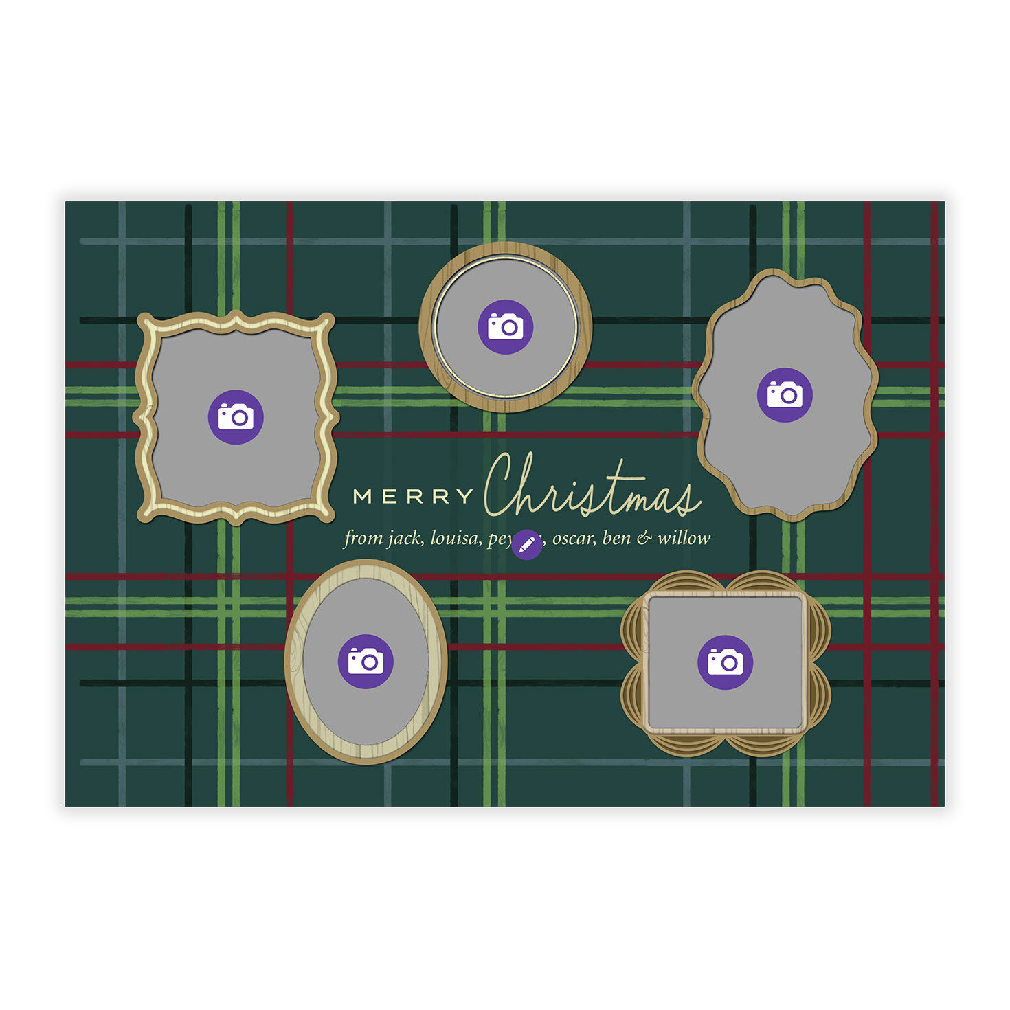 Plaid Wall Gallery Flat Christmas Photo Card, , large image number 5
