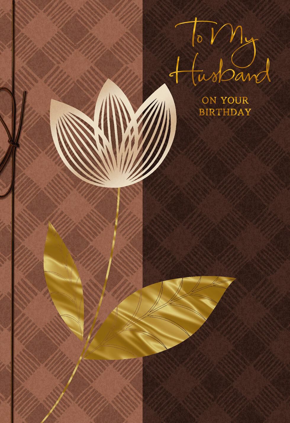 Gold-Kissed Shades of Brown Birthday Card for Husband