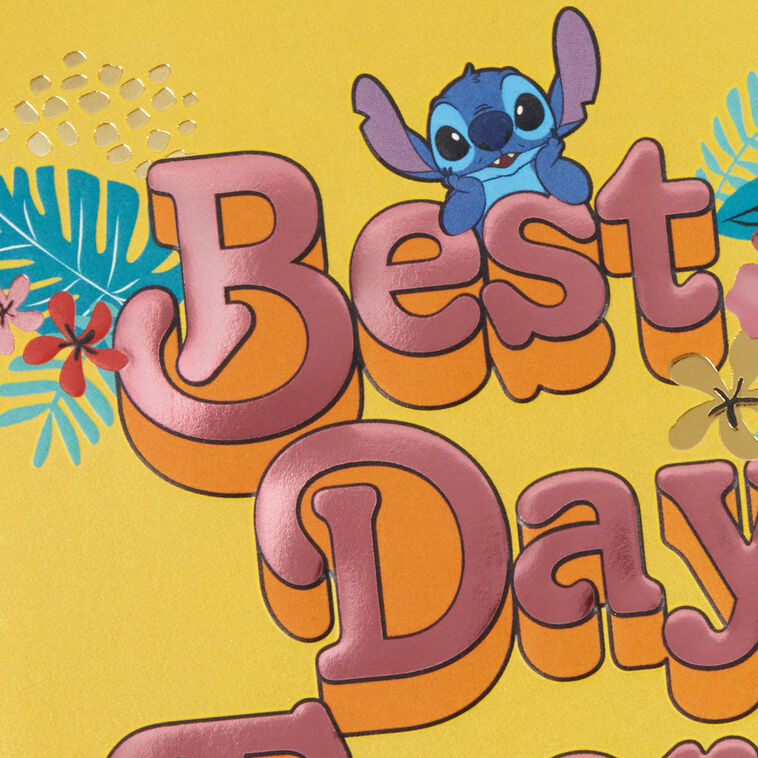 Disney Lilo & Stitch Best Day Ever Kids Birthday Card Card Front Detail image number 4